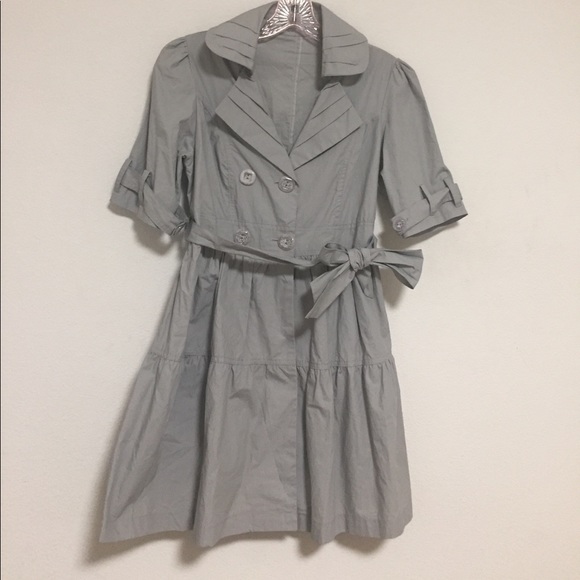 Gray short sleeve trench jacket - Picture 1 of 5